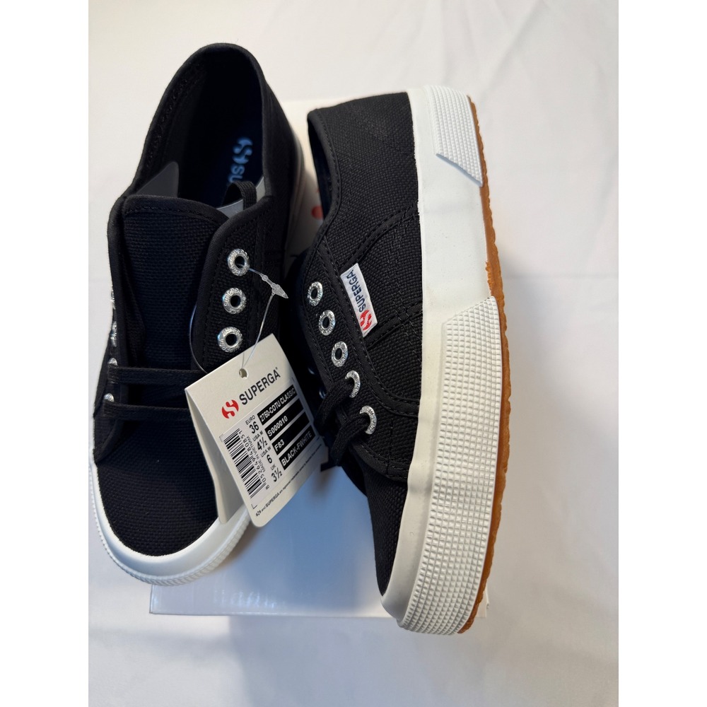 Superga 2750 Cotu Classic Black White Canvas Low Top Sneakers Mens 4.5 Womens 6 - Picture 6 of 7